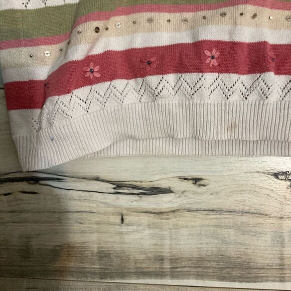 Alfred Dunner collared , v-neck half zip sweater striped size large - Picture 11 of 11